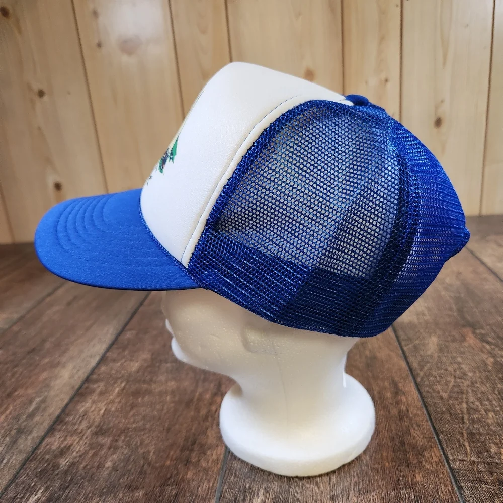 Vintage Lake Tahoe Foam Snapback Trucker Hat Cap Snapback Blue White 80s 90s